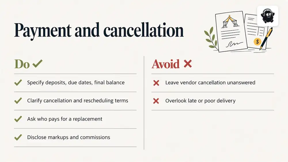 Payment schedule and cancellation — overview diagram